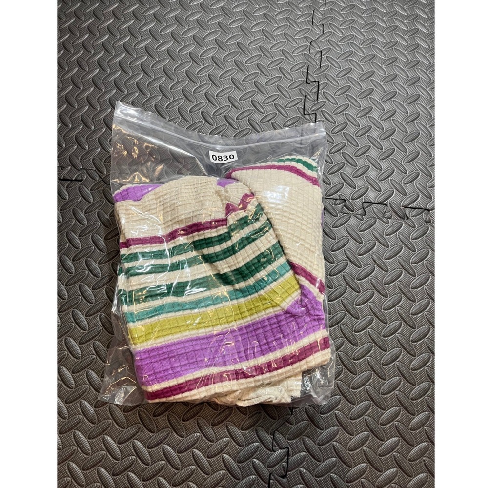 FREE PEOPLE Gidget Sweater Dress Womens Multi Striped Ribbed Knit V-Neck Medium - Picture 10 of 10